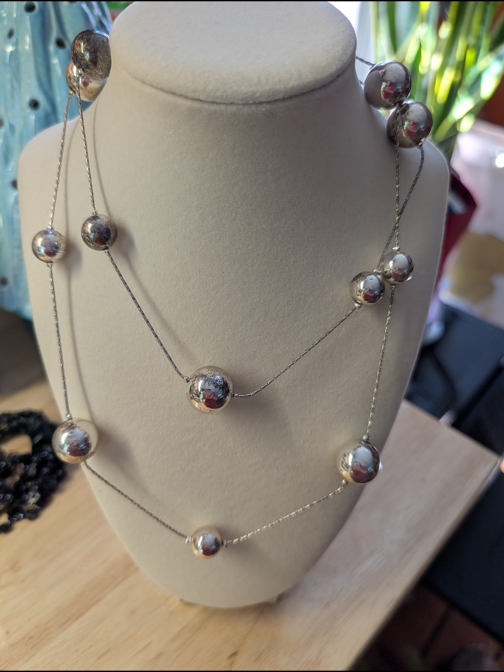 Silver Bead Layered Necklace - Women Jewelry